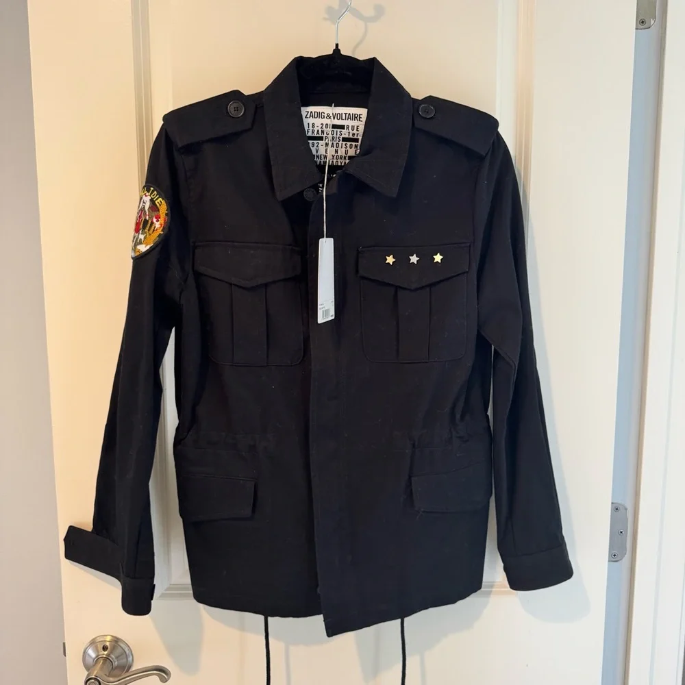 NWT Zadig & Voltaire Black Kayak Skull Mili Jacket | S - Picture 3 of 7